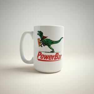 Vintage Power Bar T Rex 2002 Y2K Boise Front Trail Run Ceramic Coffee Mug EUC